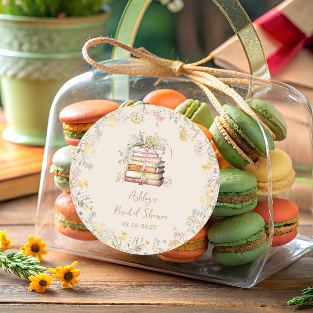 Adesivo Redondo Chá de panela do Tema do Livro Flores Selvagens (Criador carregado)