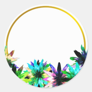 Adesivo Redondo Chá de panela Dourado Floral Lotus Fllower