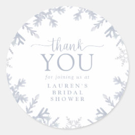 Adesivo Redondo Chá de panela Dusty Blue Snowflake Obrigado