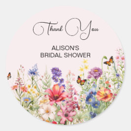 Adesivo Redondo Chá de Panela Ele Me Dá Borboletas na Barriga flor