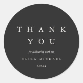 Adesivo Redondo Chá de panela Elegante Black and Taupe Obrigado