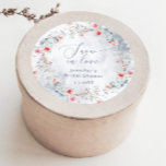 Adesivo Redondo Chá de panela elegante da neve do inverno no amor<br><div class="desc">Itens de correspondência de Chá de panela clássico redondo com neve no inverno no amor elegante disponíveis.</div>
