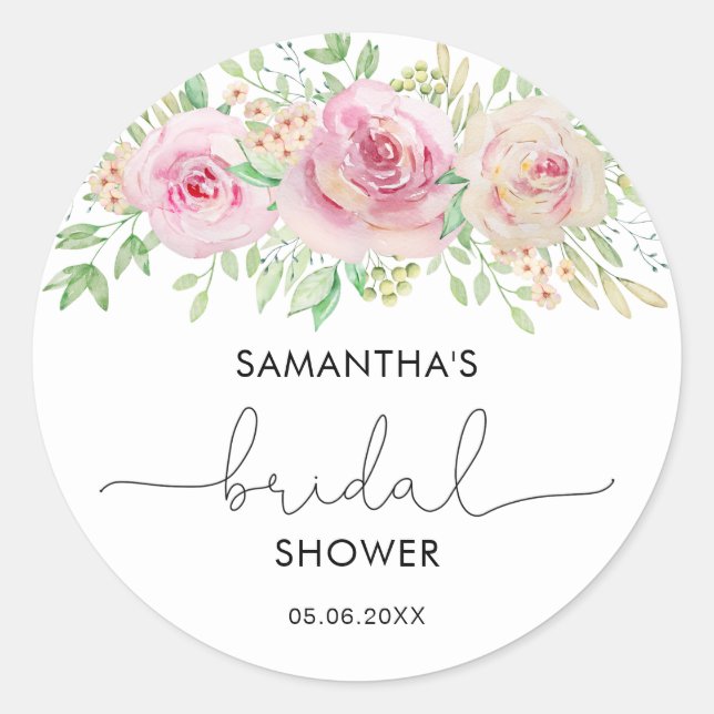 Adesivo Redondo Chá de panela Elegante de rosas (Frente)