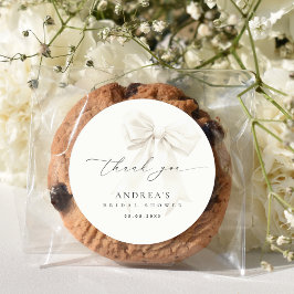 Adesivo Redondo Chá de panela Elegante de Script do Arco Branco Ob