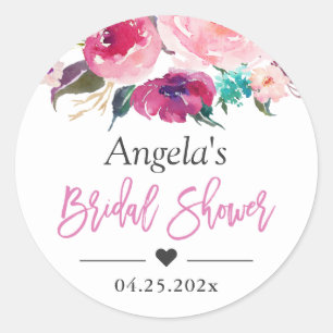 Adesivo Redondo Chá de panela Favor Moderno de Aquarela Floral