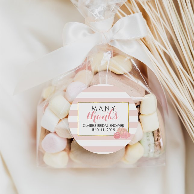 Adesivo Redondo Chá de panela Favor Stickers | Greve rosa e pedoni (Criador carregado)