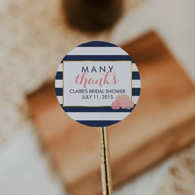 Adesivo Redondo Chá de panela Favor Stickers Midnight Blush Peony (Criador carregado)