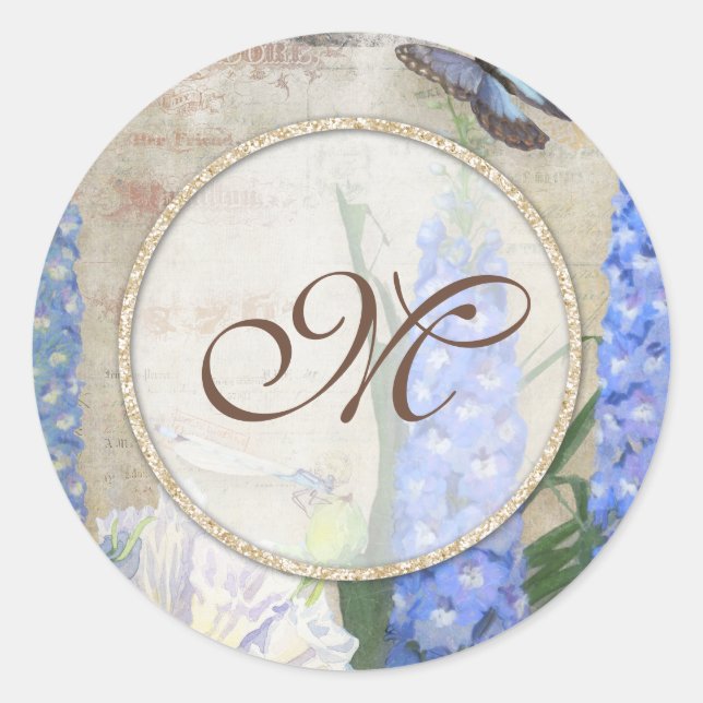 Adesivo Redondo Chá de panela Favorece Seals Dragonfly Borboleta A (Frente)