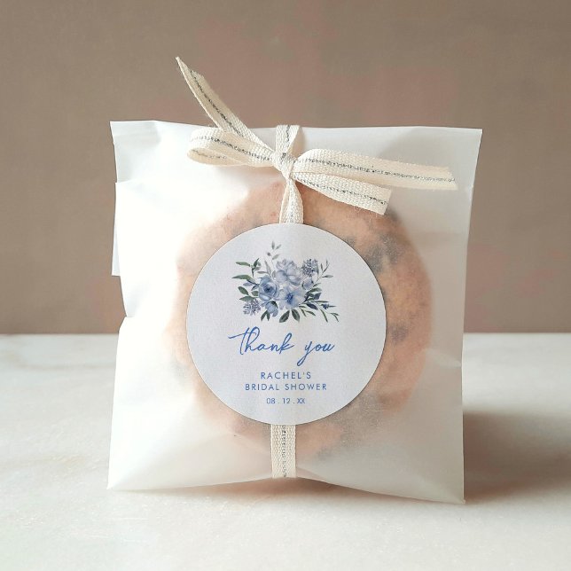 Adesivo Redondo Chá de panela Floral Azul Dusty (Criador carregado)