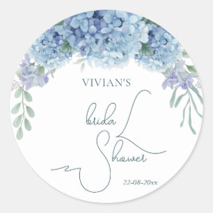Adesivo Redondo Chá de panela Floral Azul Elegante