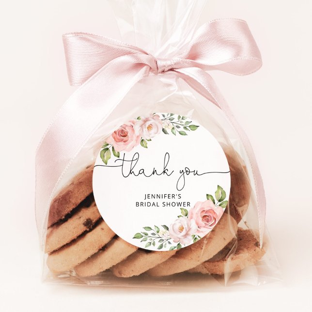 Adesivo Redondo Chá de panela floral Blush (Criador carregado)