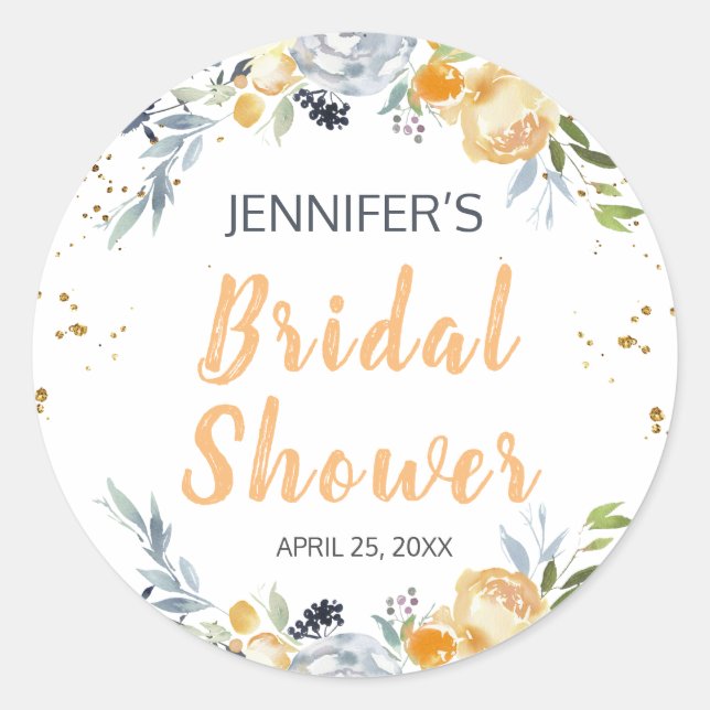 Adesivo Redondo Chá de panela Floral Boho Chic Peach (Frente)