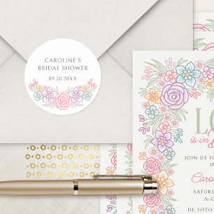 Adesivo Redondo Chá de panela Floral de Flor Selvagem