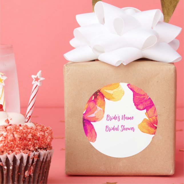 Adesivo Redondo Chá de panela Floral de Hibiscus Rosa (Festa)