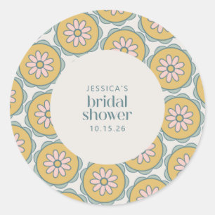 Adesivo Redondo Chá de panela Floral de Pastel Retro Boho Mandala