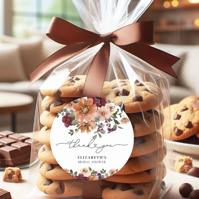 Adesivo Redondo Chá de panela Floral de Queda de Aquarela (Criador carregado)