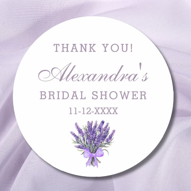 Adesivo Redondo Chá de panela Floral do Arco lavanda Obrigado (Criador carregado)