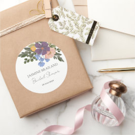 Adesivo Redondo Chá de panela Floral e Buquê verde