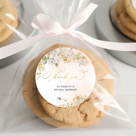 Adesivo Redondo Chá de panela Floral Elegante Blush Obrigado