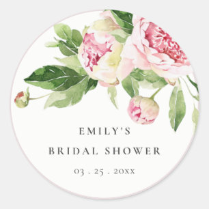 Adesivo Redondo Chá de panela Floral Elegante Verde de Peonia Verd