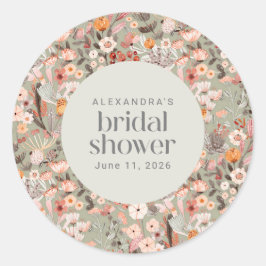 Adesivo Redondo Chá de panela Floral Floral Verde Russo de Sage Pe