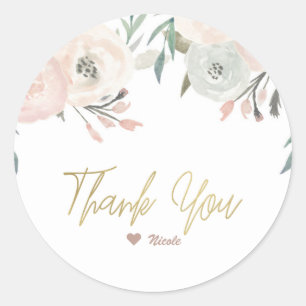 Adesivo Redondo Chá de panela Floral Moderno Verde Rosa e Sage Min