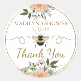 Adesivo Redondo Chá de panela Floral Rosa Rosa, Muito Obrigado