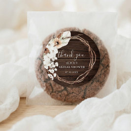 Adesivo Redondo Chá de panela Floral Rustic Wood Boho