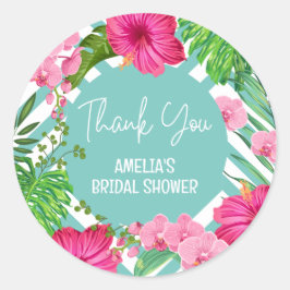 Adesivo Redondo Chá de panela Floral Tropical Beach Favorável