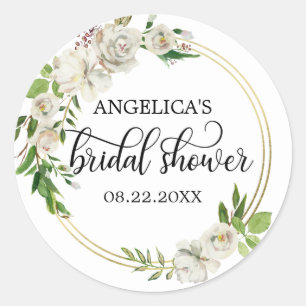 Adesivo Redondo Chá de panela Floral Watercolor Vintage Branco