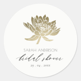 Adesivo Redondo Chá de panela FLORORAL DOURADO E GLAMOSO