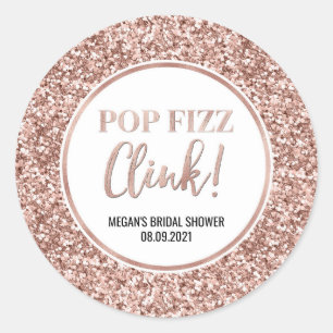 Adesivo Redondo Chá de panela Glitter Pop Fizz rosa Dourada
