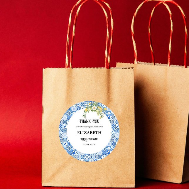 Adesivo Redondo Chá de panela Lemon azulejo Azul Obrigado (Criador carregado)