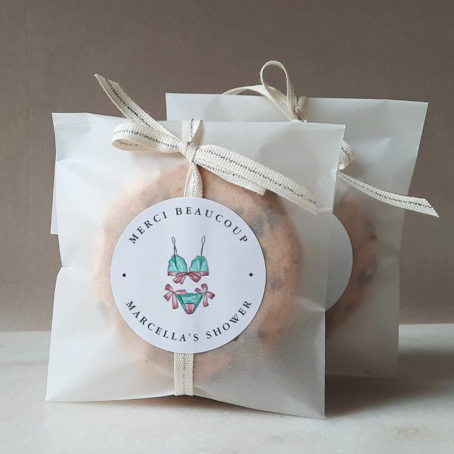 Adesivo Redondo Chá de panela lingerie Obrigado (Criador carregado)