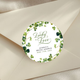 Adesivo Redondo Chá de Panela Lucky in Love Trevo Verde