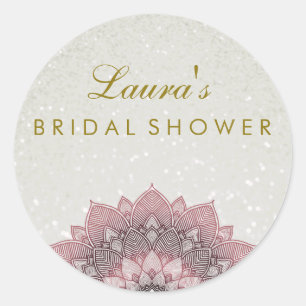 Adesivo Redondo Chá de panela Mandala Lotus Flower Pink