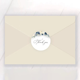 Adesivo Redondo Chá de panela marinho azul e rosas brancas