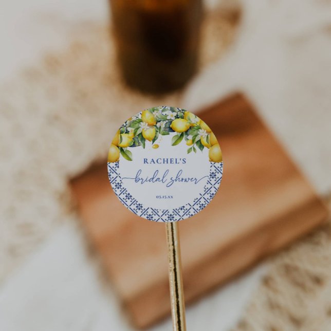 Adesivo Redondo Chá de panela Mediterrâneo Elegante Lemon (Criador carregado)