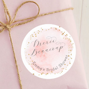 Adesivo Redondo Chá de panela Merci Beaucoup em Círculo Esmagado