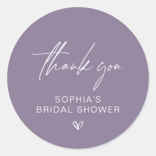 Adesivo Redondo Chá de panela Minimalista Dusty Purple Obrigado
