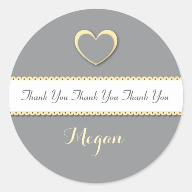 Adesivo Redondo Chá de panela Obrigado AMARELO e CINZA V014 (Frente)