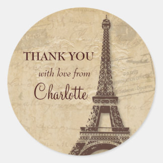 Adesivo Redondo Chá de panela Parisiense Torre Eiffel Obrigado