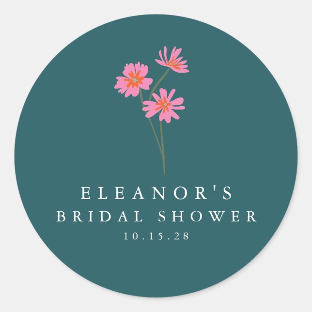 Adesivo Redondo Chá de panela Personalizado Boho das Flores Verdes (Frente)