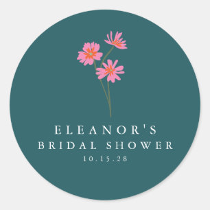 Adesivo Redondo Chá de panela Personalizado Boho das Flores Verdes