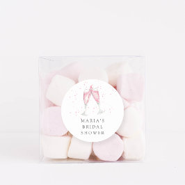 Adesivo Redondo Chá de panela Personalizado de Champanhe Rosa