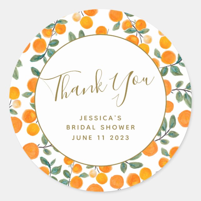 Adesivo Redondo Chá de panela Personalizado de Citrus Laranja Aqua (Frente)