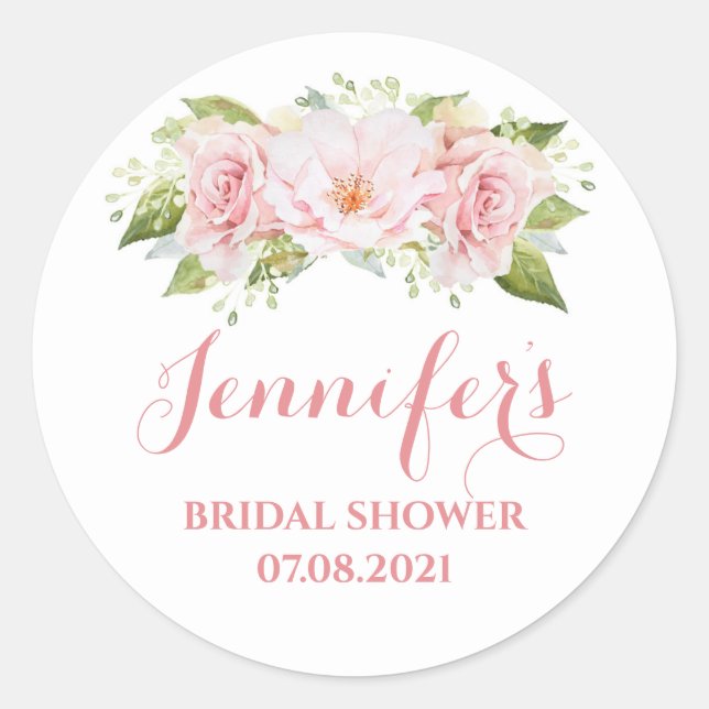 Adesivo Redondo Chá de panela Personalizado de Flores de Aquarela  (Frente)