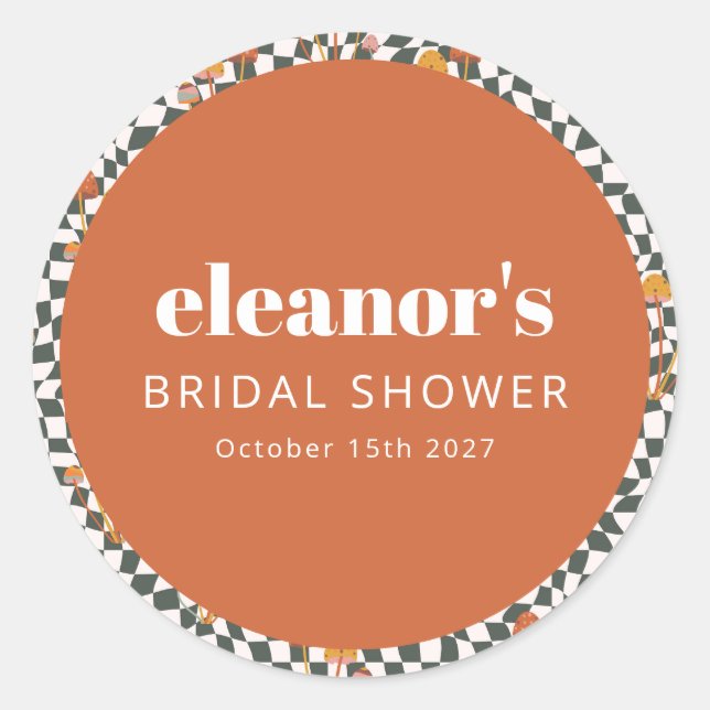 Adesivo Redondo Chá de panela Personalizado do Cogumelo do Verific (Frente)