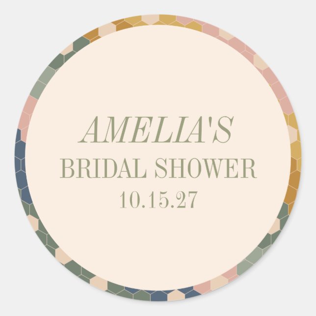 Adesivo Redondo Chá de panela Personalizado do Earthy Boho Chic Vi (Frente)