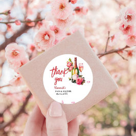 Adesivo Redondo Chá de panela Petals e Prosecco Obrigado